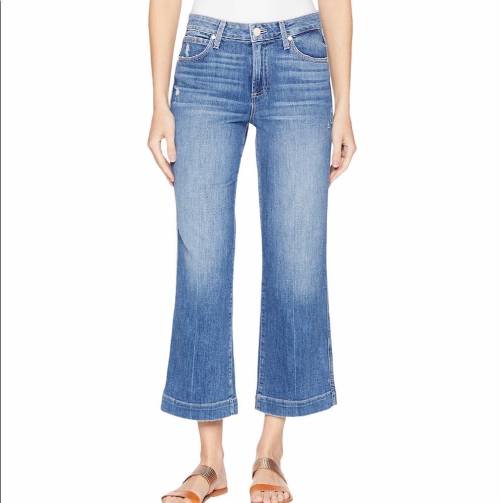 Paige Nellie Blue High Waist Culotte Denim Crop Jeans Size 27 New Without Tag